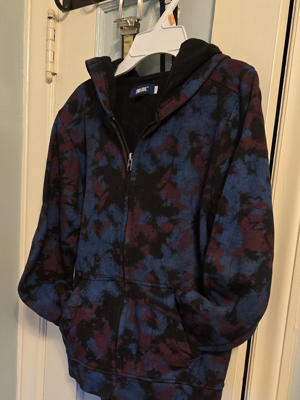 Univibe Youth Tie-Dye Black & Blue Zip Hoodie Sweater